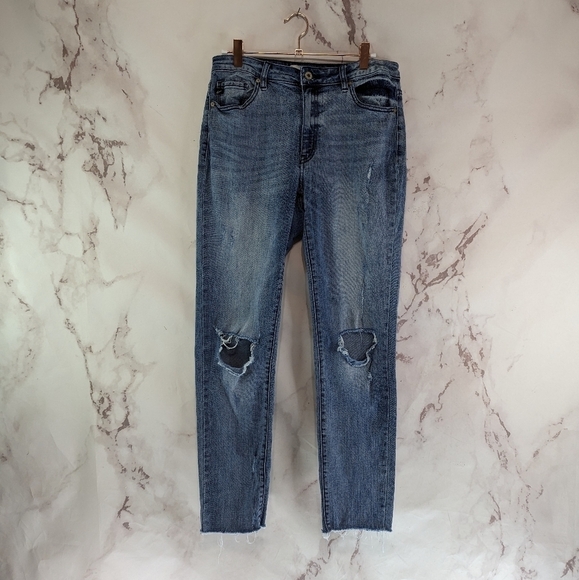 KanCan Jean Women 28 X 27 Distressed Mid Waist Skinny Denim Crop Ankle - Picture 1 of 12